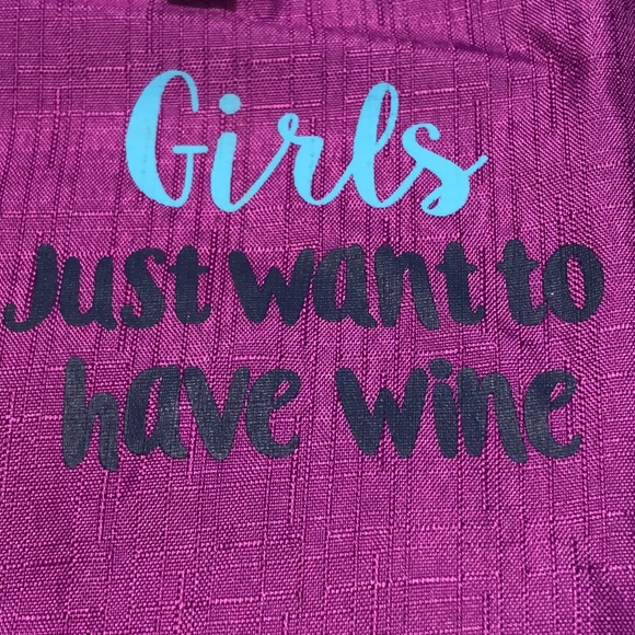 “Girls just want to have wine” fabric wine bottle gift bag - NWT - Picture 2 of 9